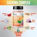 Vedic Ashwagandha-Saffron Calming Complex | 6 Calming Herbs Blend- Ashwagandha Boosted with Saffron, Chamomile, Hops, Inositol & Schisandra Berry | High Strength 2290mg | Premium, Vegan, 60 Capsules - Image 3