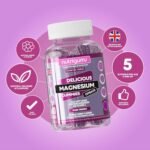 Magnesium Citrate 1250mg & Vitamin C Gummy | High Strength | 150mg of Elemental Magnesium & 80mg Vitamin C | Mixed Berry Flavour | 60 Vegan Gummies | Sleep, Energy & Bone Support by NUTRIGUMS® - Image 3
