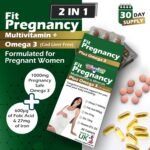 FitPregnancy Multivitamin & Minerals Plus Omega 3 | 30 Tablets Plus 30 Capsules | with 600µg Folic Acid, Iron, Zinc, B Vitamins & More. UK Made for Pregnant Women - Image 3