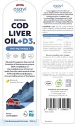 Osavi Norwegian Cod Liver Oil + D3, 1000 mg Omega 3, Lemon – 250 ml | High in DHA & EPA for Brain, Heart & Vision Health | Supports Immune System Function | Sustainably Sourced from Wild Atlantic Cod - Image 3