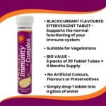Vitamin Store Immunity Complex Effervescent Tablets, Blackcurrant Flavoured, Suitable for Vegetarians, 6 Packs of 20 - Image 3