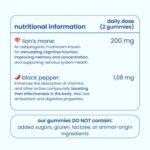 Jelly Pills Lion’s Mane + Black Pepper Gummies - 70 Vegan Gummies - No Added Sugars - Berry Flavor - Cognitive & Memory Support - Image 4