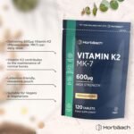 Vitamin K2 MK7 600mcg | 120 Tablets (Not Capsules) | High Strength Vitamin K2 Menaquinone MK-7 Supplement | Bioavailable Formula for Men & Women | Suitable for Vegans | by Horbaach - Image 3