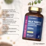 Milk Thistle Capsules 4500mg | 4-in-1 Complex with Artichoke, Dandelion and Choline | 80% Silymarin | High Strength Vegan Supplement | 120 Capsules | by Horbaach - Image 3