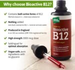 Vitamin B12 Liquid Drops (3000 mcg) Made in UK by Nature Provides - Methylcobalamin + Adenosylcobalamin (50ml), High Strength, Bioactive, Vegan, Energy & Sleep Support, Sublingual, Like B12 injections - Image 3