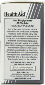 HealthAid Iron Bisglycinate - 30 Vegetarian Tablets - Image 5