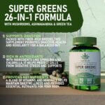 Super Greens Powder Supplement Capsules – 180 – Blend of 26 Ingredients – 3 Month Supply – Superfoods Daily Source of Nutritious Greens – with Matcha & Chlorella - Image 4