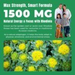 Rhodiola Rosea Gummies 1500mg – Vegan Sugar-Free Adrenal Support Supplement for Stress, Energy, Mood & Focus – Cortisol Balance Adaptogen – Non-GMO Herbal Chews – 60 Count - Image 8