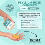 Psyllium Husk Gummies – High Fibre Supplement with Inulin & Apple Cider Vinegar for Digestive Health, Regularity & Gut Cleanse – Vegan Fibre Gummies with Natural Orange Flavour – 30 Day Supply - Image 3