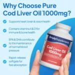 Pure Cod Liver Oil 1000mg | Supports Heart, Brain, Vision & Immune Health | Rich in Omega 3 Fatty Acids | 240mg of EPA and 270mg of DHA per Serving | 360 Capsules = 4 Months' Supply | Made in The UK - Image 3