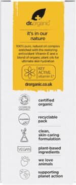 Dr Organic Vitamin E Pure Oil, Hydrating, Essential Oil, All Skin Types, Natural, Vegan, Cruelty-Free, Paraben & SLS-Free, Certified Organic, 50ml, Packaging may vary - Image 3