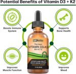 MAX Absorption Plant-Based Vitamin D3 + K2 (MK-7) Liquid Drops with MCT Oil, Peppermint Flavor, Helps Support Strong Bones and Healthy Heart - Image 5