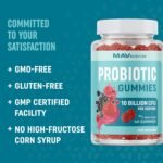Probiotic Gummies with Vitamin C and Folic Acid | 5 Billion CFU Probiotics | Gut Health, Digestion, & Immune System Support | Gluten-Free, Non-GMO, Berry Flavor | 60 ct. - Image 4