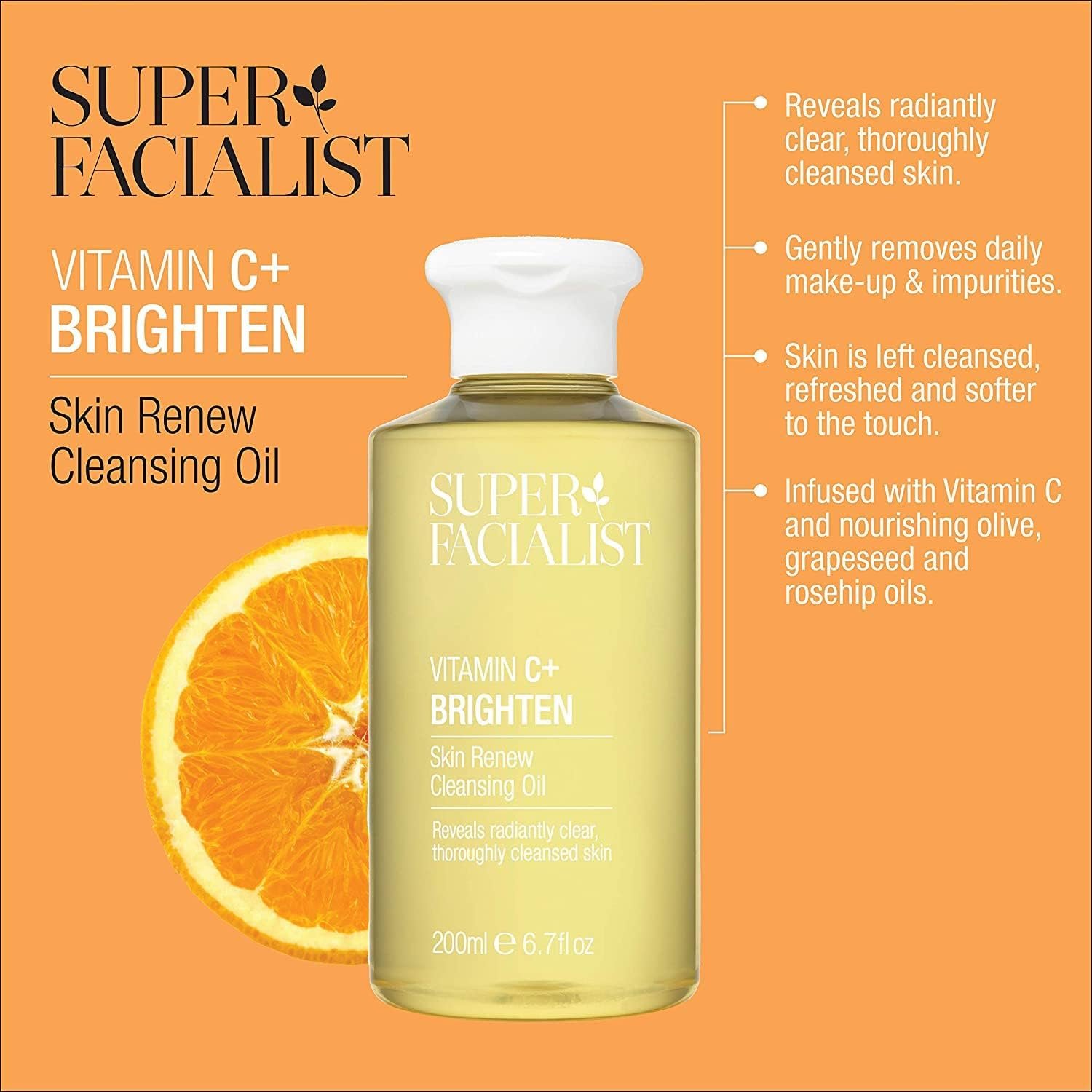 Super Facialist Face Cleansing Oil – Facial Wash & Waterproof Makeup Remover with Vitamin C, Gentle Cleanser Oil for Women, Suitable for All Skin Types 200ml - Image 4