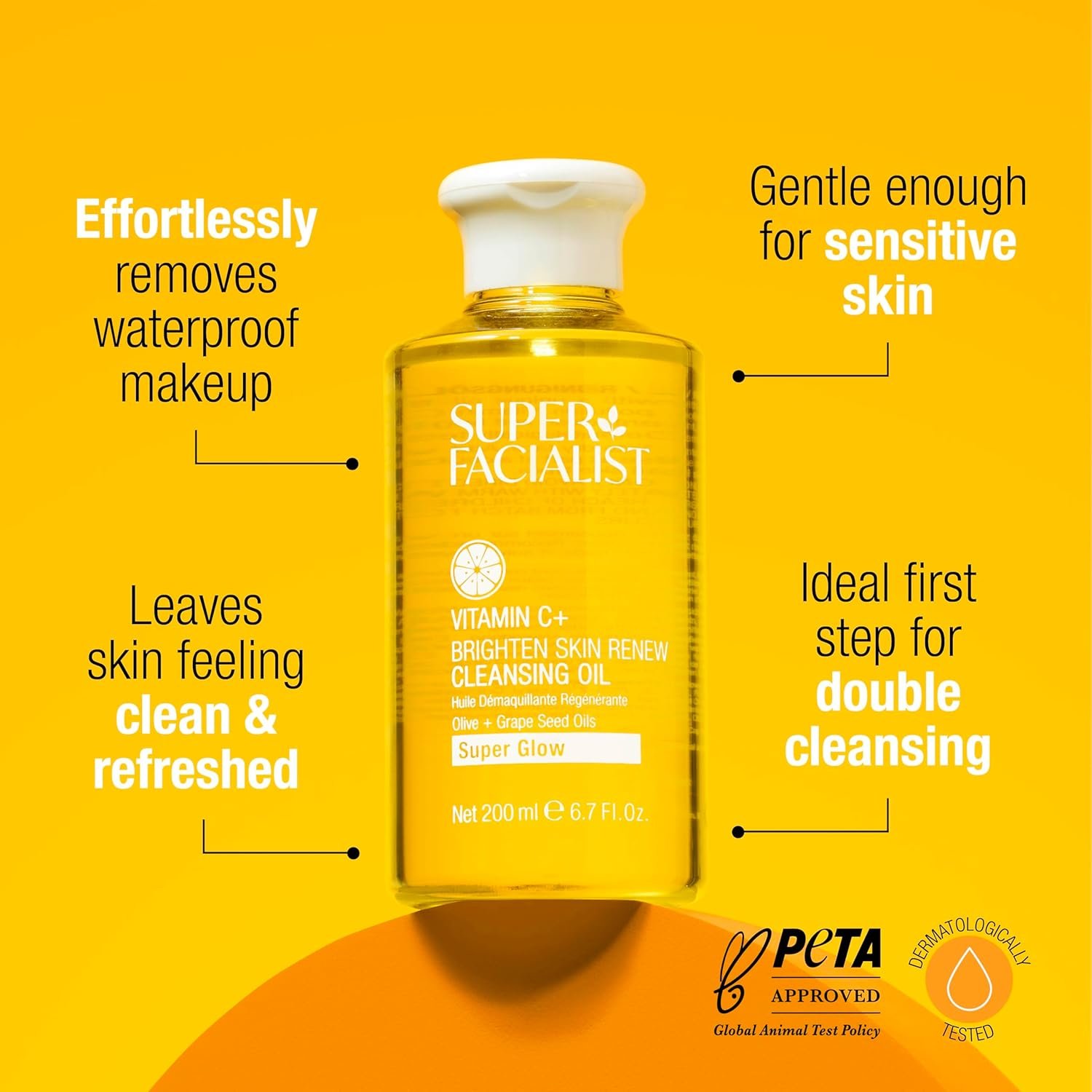 Super Facialist Face Cleansing Oil – Facial Wash & Waterproof Makeup Remover with Vitamin C, Gentle Cleanser Oil for Women, Suitable for All Skin Types 200ml - Image 5