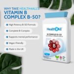 Health4All Vitamin B Complex B-50 90 Capsules, 3 Months Supply, High Potency Vegan B-Complex with PABA | Support Cognitive Functions, Energy, Tiredness & Fatigue | Made in UK (not Tablets) - Image 3