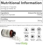 Magnesium Glycinate 180 Capsules (3 Month Supply) 280mg Elemental Magnesium - High Strength Easy to Absorb Magnesium Supplement with No Additives by Inner Vitality - Image 4