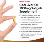 Cod Liver Oil Softgels 1000mg - 180 Cod Liver Soft gels High Strength Softgels- Cod Liver Oil Rich in Omega 3 EPA DHA Fatty Acids + Vitamins A & D, High Strength Fish Oil - UK Made, by New Leaf - Image 3