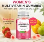 Multivitamin Gummies Women 60 Gummies - Essential Vitamins & Minerals, Sugar-Free Formula, Vegan Friendly, Strawberry - Image 3