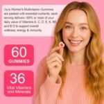 Multivitamin Gummies Women 60 Gummies - Essential Vitamins & Minerals, Sugar-Free Formula, Vegan Friendly, Strawberry - Image 4