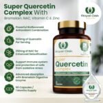 Super 500mg Quercetin Complex with Bromelain, NAC, Vitamin C & Zinc. High Strength Quercetin Supplement with 250mg N-Acetyl-L-Cysteine. UK Made 60 Capsules - Image 3