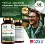 Super 500mg Quercetin Complex with Bromelain, NAC, Vitamin C & Zinc. High Strength Quercetin Supplement with 250mg N-Acetyl-L-Cysteine. UK Made 60 Capsules - Image 4