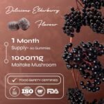 Known Tasty Maitake Gummies - 1000mg Maitake Mushroom with Vitamin D3 - Immune Support - Natural Elderberry Flavour - 60 Vegan Gummies, 2 Month Supply - Image 4