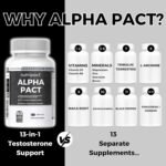 Nutripact Testosterone Support Supplement with Tribulus Terrestris, Ashwagandha, Maca Root, Zinc, Magnesium, L Arginine, Ginseng - Testosterone Supplements for Men - 60 Vegan Capsules - Alpha Pact - Image 3