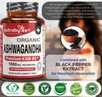 Nutrabytes Organic Ashwagandha 1000mg Premium KSM-66 Supplement, 60 Vegan Capsules | High Strength with 5% Withanolides & Black Pepper | Supports Cognitive Function, Energy & Calm | 1 Month Supply - Image 3