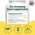 Ashwagandha High Strength 1000mg, Cortisol Reducing Supplement, Organic Ashwagandha Capsules with Black Pepper to Reduce Stress Hormones and Fatigue - Image 3