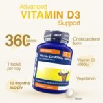 Zipvit Vitamin D3 4000 IU, 360 Maximum Strength Vitamin D Tablets, 12 Months Supply, Vegetarian, 1 a Day, VIT D3 As Cholecalciferol, Supports Bones Muscles, Immune System - Image 5