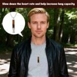 Breathing Necklace,Tiger Eye Stone Breathing Necklace with Resistance,Stress Relief Necklaces,Stress Meditation Tool for Anxiety Relief & Stress Management,for Men/Women - Image 4