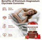 Magnesium Glycinate Gummies 400mg - Sugar Free Magnesium Potassium Supplement for Relaxation, Calm, Stress Relief, and Sleep Support for Adults - 60 Raspberry Gummies - Image 3
