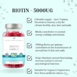 Biotin 5000ug Hair, Skin & Nail Vitamin Gummy | 60 x Vegan Strawberry Flavoured chewable Gummies for Men & Women | Beard, Hair, Skin & Nail Supplement - Image 3