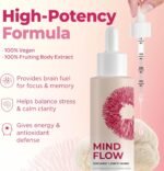 Lions Mane Supplement Liquid Drops - High Strength 42,500mg with Ashwagandha & Aronia Berry - 1 Month Supply - Lion's Mane Tincture for Cognitive Performance, Memory & Focus - 100% Fruiting Body - Image 3