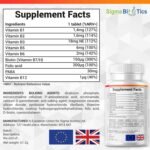 Vitamin B Complex Tablets - 8 Essential B Vitamins & Vitamin C - Folic Acid, B1, B2, B3, B5, B6 and Vitamin B12 Supplement - Vegan & Gluten Free - 120 Tablets for 4 Months Supply - Image 3