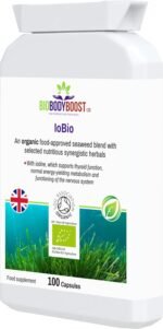 IoBio | Organic Iodine-Rich Blend | Artichoke, Chlorella, Spirulina, Ashwagandha Root and Cayenne | Selenium, tyrosine, zinc, Copper, Vitamins A, B2, B3, B6 and C | 100 Vegan Capsules - Image 4