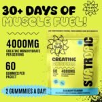 Creatine Gummies, 4000mg (30+ Days), Men & Women - Chewable Creatine Monohydrate Gummies - Natural Blueberry Flavoured Creatine, Pre Workout Gym Supplement, Suitable for Vegans - Image 4