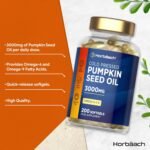 Pumpkin Seed Oil Capsules 3000mg | Omega 6 and 9 Fatty Acids | Cold-Pressed | High Strength Supplement | 200 Softgels | by Horbaach - Image 3