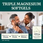 Triple Magnesium Complex Softgels | Citrate, Malate, & Oxide | Easy to Swallow, Highly Absorbable | High Strength Magnesium Supplements for Digestion, Calm, Relaxation & Leg Cramps Support | 60 Ct - Image 3