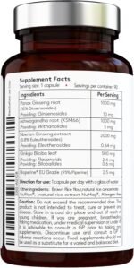 Ginseng Supplement 4000mg - Korean Panax | Ashwagandha KSM 66 | Siberian Ginseng & Ginkgo Biloba - UK Made - Image 3