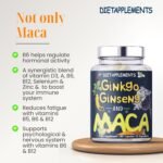 Maca Root 4000mg, Ginkgo Biloba, Korean Red (Panax) Ginseng - 4256mg - Vegan Capsules - Zinc, Vitamins D3, E, B5, B6, B12, A, K, Folic Acid, Selenium for Immune System & Hormonal Activity. 1 Bottle - Image 5
