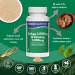 Ginkgo Biloba 3,000mg & Korean Ginseng 1,000mg | Standardised Extracts for Mental Performance & Energy | Iron & Vitamin B6 for Cognitive Function & Fatigue Reduction | 360 Tablets = 4-Month Supply - Image 5