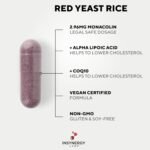 Red Yeast Rice with CoQ10 & Alpha Liopic Acid (3 Cholesterol Lowering Ingredients) Supplement Coenzyme Q10 Red Yeast Cholesterol Lowering Supplements 120 Vegan Capsules - Image 3