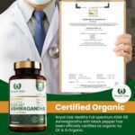 Organic High Concentration Full Spectrum KSM-66 ASHWAGANDHA with 5% Withanolides and Black Pepper, Made in Britain by Royal Oak Health, 60 Capsules - Image 4