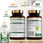 Organic High Concentration Full Spectrum KSM-66 ASHWAGANDHA with 5% Withanolides and Black Pepper, Made in Britain by Royal Oak Health, 60 Capsules - Image 8