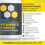 Vitamin B Complex, 365 Tablets, 1 Year Supply, 100% NRV All 8 B Vitamins - B1, B2, B3, B5, B6, B7 Biotin, B9 Folic Acid, B12, Energy, Heart, Tiredness, Hair, Skin, Nervous System, Vegan by Transforme - Image 3