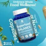 SUPERFOOD Balance - Premium Super Green Blend Capsules with Organic Spirulina, Moringa, Fenugreek, Chlorella & Antioxidant-Rich Greens - Vegan, Gluten-Free, Non-GMO Daily Greens Supplement for Energy - Image 5
