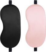 2 Pack Sleep Mask, 100% Blackout & Zero Pressure, Luoqun88 Mulberry Silk Cover with Adjustable Strap, Machine Washable for Long-Lasting Use for Travel & Deep Sleep with Elegant Box (Pink & Black) - Image 2