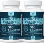 300 Billion CFU Probiotics for Digestive Gut & Immune Health, Advanced Strength Probiotics with 12 Diverse Strains + 3 Prebiotics for Women & Men (60 Count (Pack of 2)) - Image 2